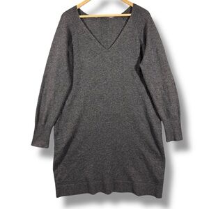 Athleta Cloud Charcoal Heather Wool Cashmere Blend V Neck Sweater Dress